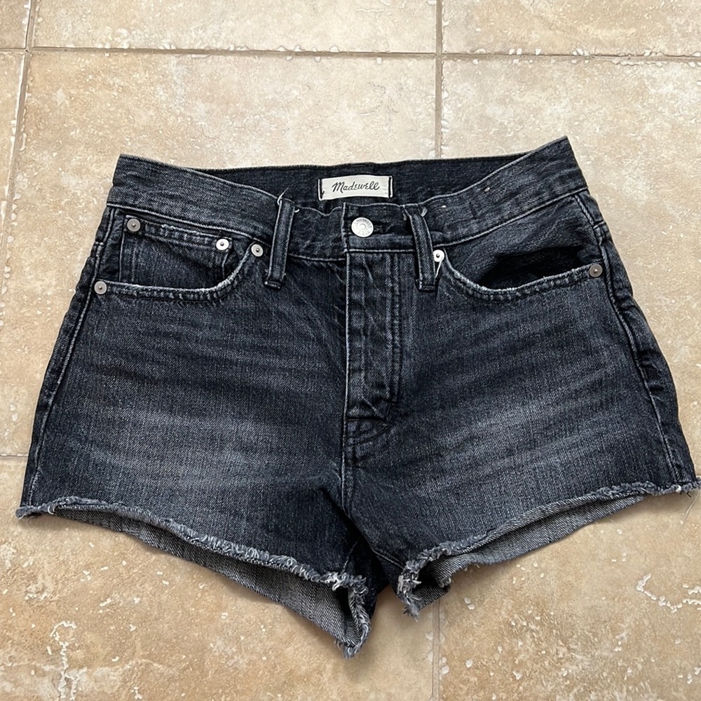 Madewell black relaxed denim shorts